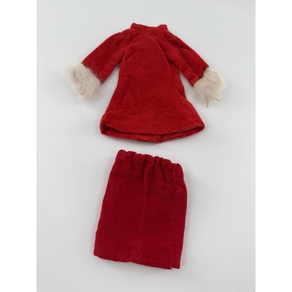Vintage 1960 Barbie Mattel Skipper Red Velvet Dress Coat Skirt